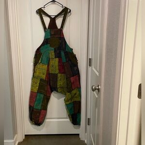 Patchwork Harem Overalls